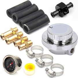 YESHMA 1-5 PSI Universal Fuel Pressure Regulator with Gauge Adjustable Manual for Carburetor Carb Zinc Alloy with 5/16 3/8 Fittings