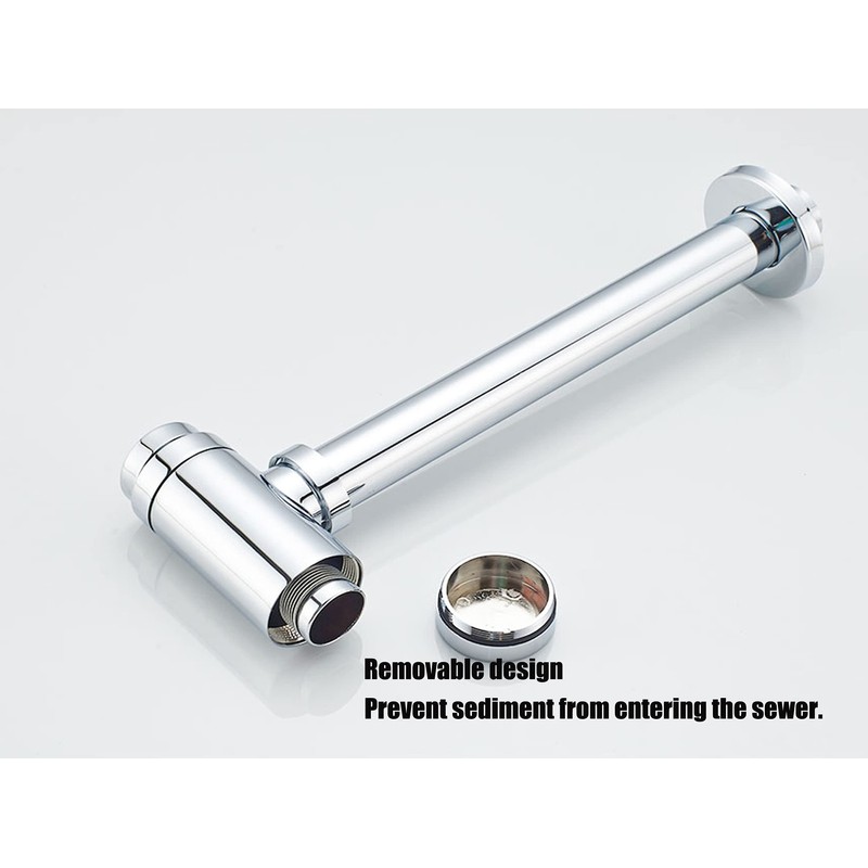 EXLECO Chrome Bottle Trap 1 1/4" Stainless Steel Siphon Bathroom