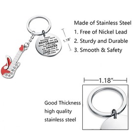 BNQL Silver Music Guitar Keychain - Stainless Steel, Unisex, Modern, Cable Chain - Guitar Players, Music Lovers, Guitarists - Adults Gift
