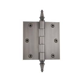 Nostalgic Warehouse 746077 3.5" Steeple Tip Residential Square Corners Door Hinge, Antique Pewter