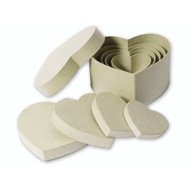Kars 14.5 x 15 cm Paper Mache Heart Box Set, Brown