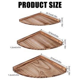 Set of 3 Hanging Corner Shelves, Wooden Wall Shelves, Round End Floating Shelves, Vintage Floating Shelves, Rustic Corner Shelves, Hanging Shelves, Decorative Shelves, Suitable for Bedroom, Living