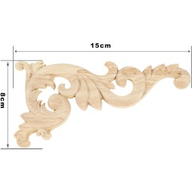 MUXSAM Wood Carved Corner Onlay Unpainted Applique Frame Door Decors Decal 15 * 8 * 0.8cm (left+right(each 2pcs), 4pcs)