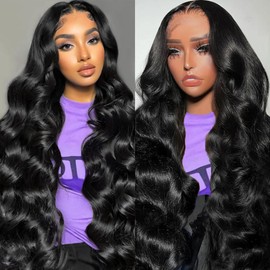 LARVOB 13x6 HD Lace Front Wigs Human Hair 200 Density Body Wave Lace Frontal Wigs Human Hair Pre Plucked Natural Hairline 13x6 Glueless Wigs Human Hair 28 Inch