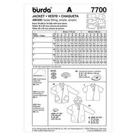 Burda Schnittmuster 7700 Jacke,Chaqueta Gr. 38-50