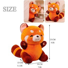 Tikwisdom Stuffed Animals-Little Raccoon, Raccoon Doll, Plush Bear, Orange Raccoon Plush Toy, Jungle Theme, Decorative, Cuddle, Gift for Boys and Girls, H 23cm