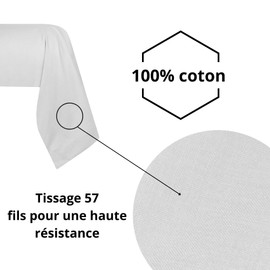 STOF - Bolster pillowcase - Size 45 x 185 cm - Quality cotton percale - 100% Oeko-Tex certified cotton - Linen colour - Elysée model - Bed linen for home