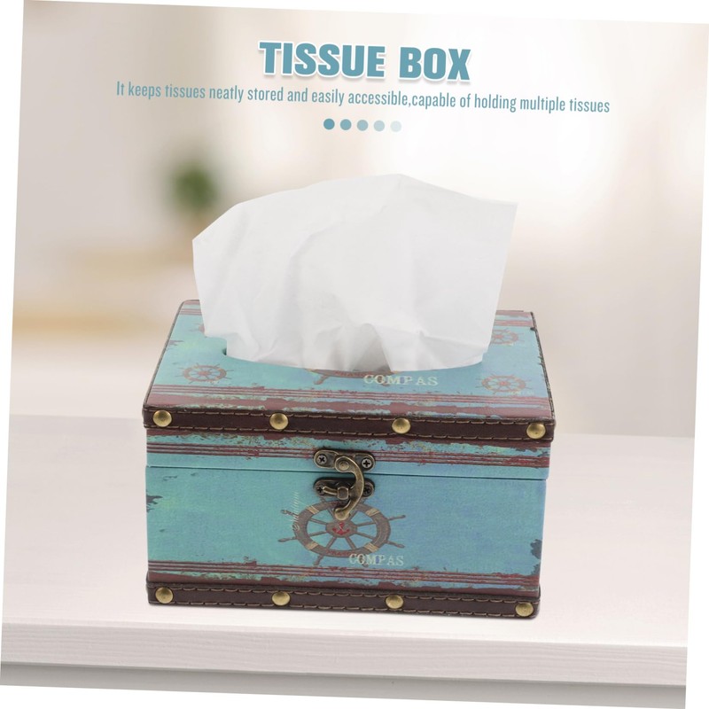 LABRIMP Cute Napkin Box Vintage Wood Tissue Container for Living