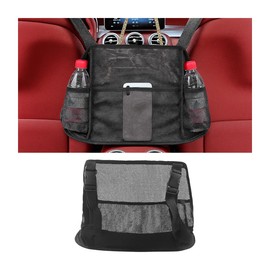 Sandfren Car Net Pocket Handbag Holder, Mesh Vehicle Driver Storage Organizer Bag Purse Holder Between Two Seat, Automotive Backseat Barrier for Kids Pets, Universal for Truck SUV Sedan