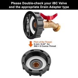 2 Pack 275-330 Gallon IBC Tote Water Tank Adapter Coarse Thread + Lead-Free Brass Hose Faucet Water Shut-Off Valve with Ball (1/2" Male NPT Inlet ×3/4" GHT Outlet) - with Garden Hose Quick Connectors