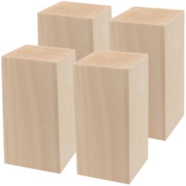 KEILEOHO 4 Pack 6 x 3 x 3 Inches Basswood Carving Blocks, Unfinished Whittling Blocks, Soft Wood Blocks, Kiln Dried Wood Carving Kit for Beginners, Experts, DIY'ers