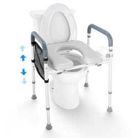 19.3\"-25.2\" Height Adjustable 7-Position Comfort Padded Aluminum Frame Toilet Seat 350lbs Capacity Bathroom Safety EquipmentDefault: Default
