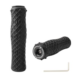 MUQZI Bike Handlebar Grips Non-Slip-Silica gel Bicycle Handle Grip Mountain Road Foldable Bike MTB BMX with Two Aluminum Bar End Plugs Caps (Black)