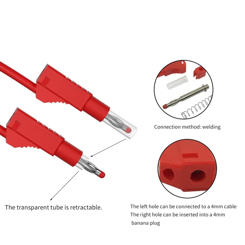 CZJZDZ 5pcs 4mm Retractable Banana Plug Stackable Test Leads Cable