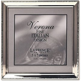 Lawrence Frames 11655 Polished Silver Plate 5x5 Picture Frame - Bead Border Design