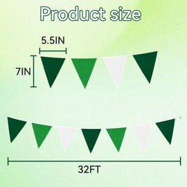 Green Bunting Banner,Green Triangular Flag Decorations Hanging,Fabric Triangle Flag,Party Flag,Decorative Flag,for Wedding Birthday Baby Shower Engagement Carnival Picnic Outdoor Garden Hanging(10 m)