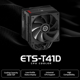 Enermax T41 Digital CPU Air Cooler 157mm Height All-Black CPU Air Cooler 4 Heat Pipes with Dual 120mm PWM Fan 250W TDP, for Intel 1851/1700/1200/115X, AMD AM5/AM4