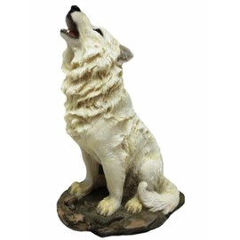Osiris Trading UK Howling White Wolf Figurine | 19.8cm Resin Wildlife Ornament | Nature-Inspired Animal Sculpture Gift