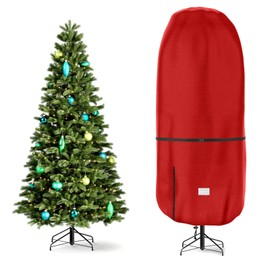 Upright Christmas Tree Storage Cover,Tear Resistant Adjustable Christmas Tree Storage Bag for Artificial Tree Standing with Ornaments,Fabrics Christmas Tree Cover, Dustproof (Red, 6 Foot)