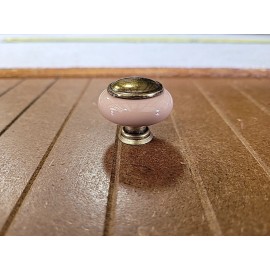 Belwith Keeler Vintage Almond Porcelain With Antique Brass Cabinet Knob Belwith Keeler 1.25 In