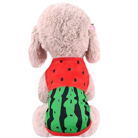 Fukufuku Dog T-Shirt, Breathable Mesh, Cute, Sports, Walks, Outings, For Small to Medium-Sized Dogs, For Cats, Sun & Shedding Protection, Spring, Summer, Size: S, Design: Watermelon