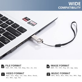 USB Stick 32 GB Pack of 5 Mini Memory Stick 32 GB USB 2.0 Flash Drive Waterproof Pen Drive 32 GB with Keyring for School Office Car PC Laptop (Silver)