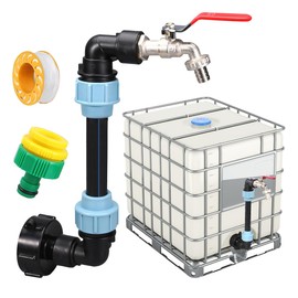 IBC Gooseneck 3/4 Inch Outlet Tap, S60 x 6 Tap Stopcock, IBC Tank Accessories, IBC Adapter, Rain Barrel Outlet Tap IBC, IBC Tap Connector Accessories for Water Butt, Tank, Rain Barrel