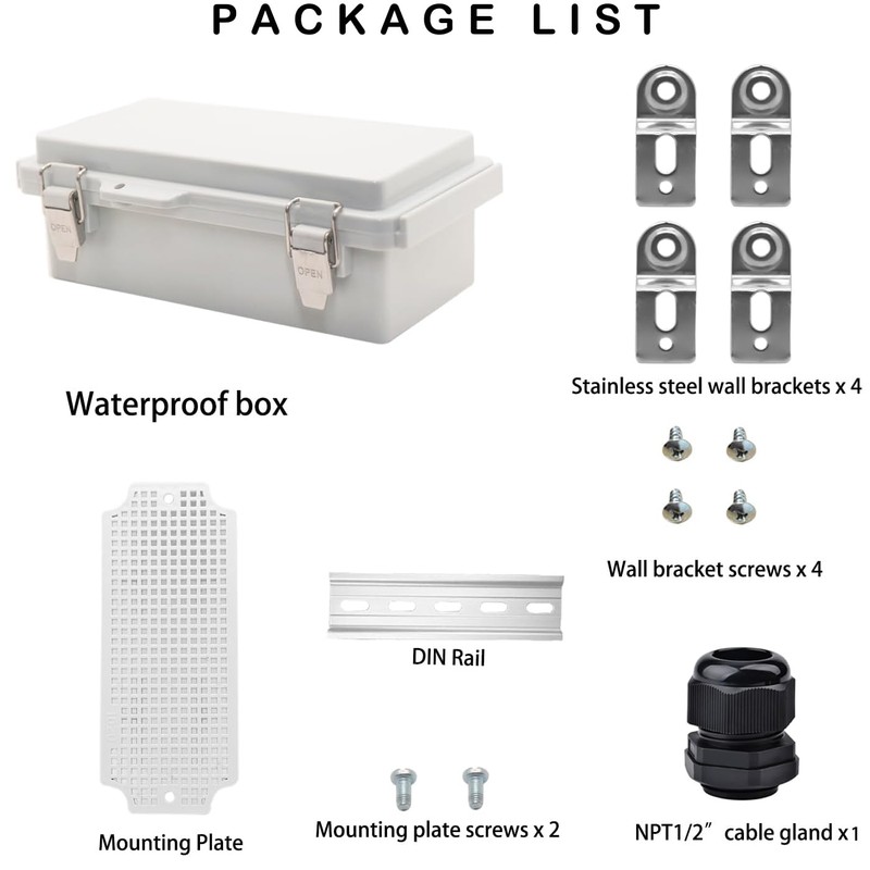 YETLEBOX Waterproof Electrical Box, IP67 Junction Box Stainless Steel Latch