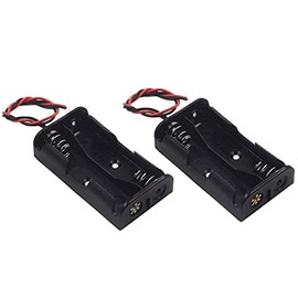 WAYLLSHINE 2Pcs 2 x 1.5V AA Battery Holder Case Box, 2 AA Battery Holder with Wire Leads