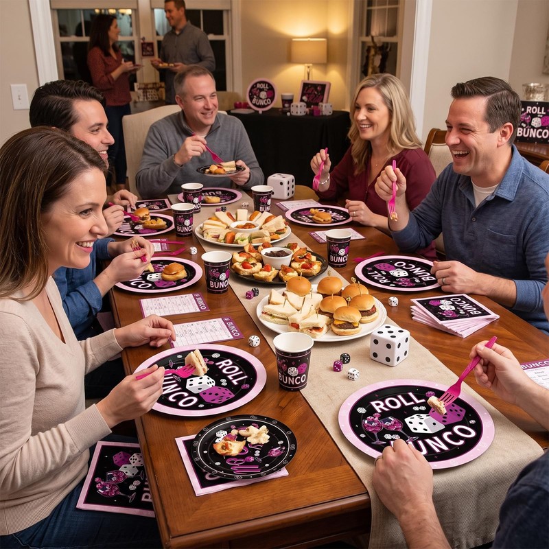 Bunco Party Supplies Decorations - 96 Pcs Game Night Plates