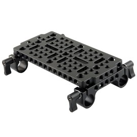 NICEYRIG Multi-Function Cheese Plate Tripod Mount Base Plate with Double 15mm Rail Clamp for DSLR Camera Shoulder Rig