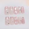 24Pcs Silver Rhinestones Press on Nails Medium White French Tip
