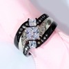 ringheart Couple Rings Black Matching Ring 1.5CT AAA CZ 3pcs