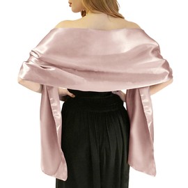 MLMW Shawls and Wraps for Evening Dresses Satin Shawl Wraps for Women Extra Long Wedding Shawls for Bridal Party (Dusty Pink)