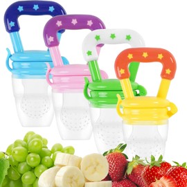 uunida baby Chupon para Fruta y Papilla (Pack de 4) hecho de Silicona de Grado Alimenticio Libre de BPA - Chupones para Alimentacion Complementaria Bebe - Fresh Food Feeder - Chupón para Fruta