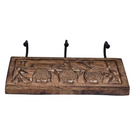 Purpledip Wooden Wall Hanger Hooks for Hanging Clothes Keys 'Night Forest' (10795)