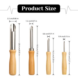 4 Pcs Straw Hole Punch Professional Stainless Steel Straw Puncher for Plastic Lids Lemonade Cups Milk Tea Lids, with Wooden Handle