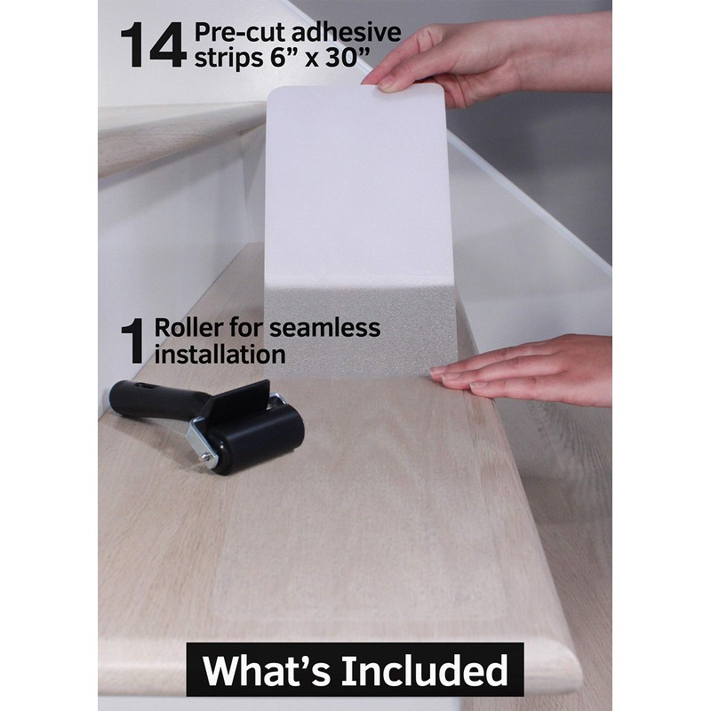 6”x30” Non-Slip Stair Treads Tape (14-Pack) – Clear Anti-Slip Grip