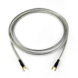 Selected Cable Earthing Cable 2.25 m for Turntable Phono Devices with Ground Connection Including Gold-Plated Fork Shoe Ground Cable Transparent Silver Braided Shield (225 cm)