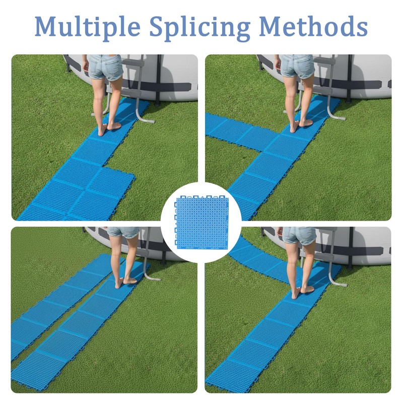 GHYKL 16 Pcs Interlocking Pool Drainage Mats, 10.3" x 10.3"