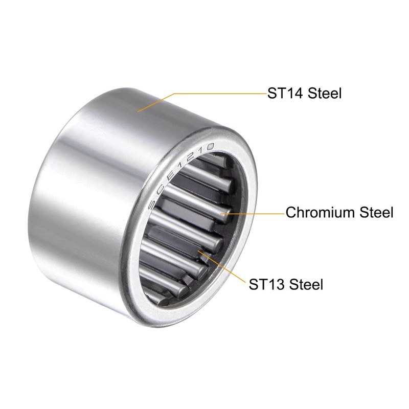 sourcing map SCE1210 Needle Roller Bearings, Drawn Cup Open End,
