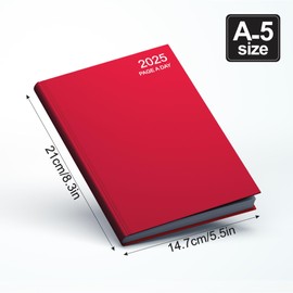 A5 Page A Day Diary 2025 Classic Diary Daily Planner With Half Page Weekends Office Desk Hardcover Ribbon Bookmark Clear Day Plan With Hourly Slots Organiser Stationery Supplies Assorted Colours (1pc)