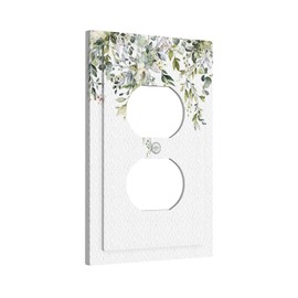 Outlet Cover 1 Gang Eucalyptus Sage Green Watercolor Plant Leaves Light Switch Cover Single Duplex Wall Plate Covers Switchplate Covers Electrical Faceplate For Country Bedroom Decor(2 Pack)