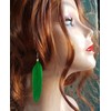 Green Feather Earrings - Handcrafted