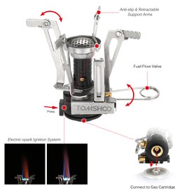 Mini Backpacking Canister Stove Burners Camping Outdoor Cooking Foldable Hiking Supply Butane Propane Canister Compatible