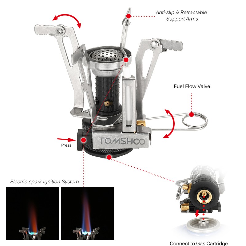 Mini Backpacking Canister Stove Burners Camping Outdoor Cooking Foldable Hiking