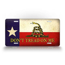 DTOM Texas State Flag License Plate Americana Gadsden Tea Party Patriotic Vintage American Auto Tag USA