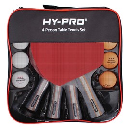 Hy-Pro Table Tennis Set - 4 Bats, 8 Balls, Carry Case, 3-Star Balls, Ping Pong Pat, Ping Pong Bat, High Performance Tabel Tennis Bat and Balls