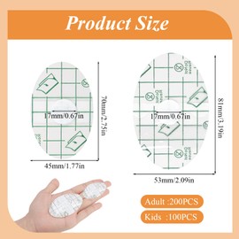 300 Pcs 2Size Disposable Waterproof Ear Stickers Covers for Swimming, Hypoallergenic Ear Stickers with Soft Cotton Ear Plugs, Suitable for Family Use by Bathing (Aldult 200 Pcs+Child 100 Pcs)