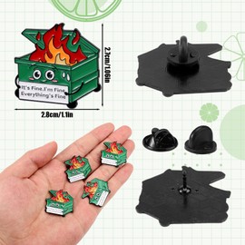 20pcs Positive Enamel Pins for Employee Coworker, Black Enamel Lapel Brooch Inspirational Dumpster Fire Badge It's Fine I'm Fine Everything Is Fine Pins Dumpster Fire Jewelry Gifts